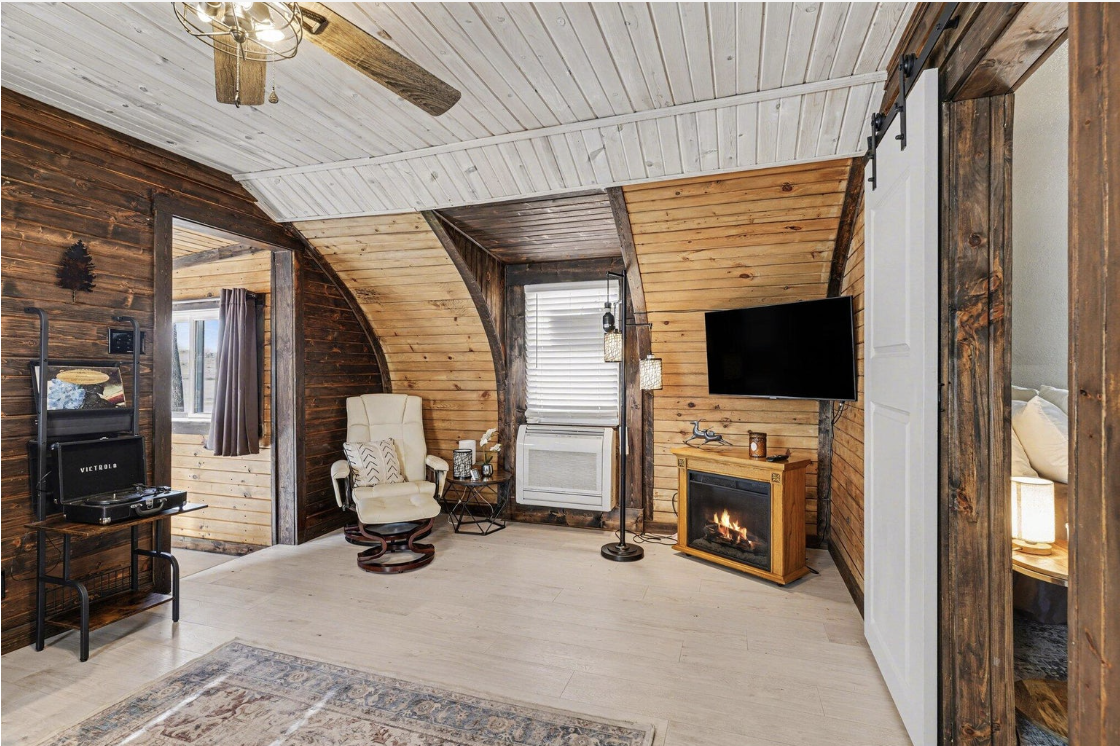 Interior of the Quonset Hut cottage