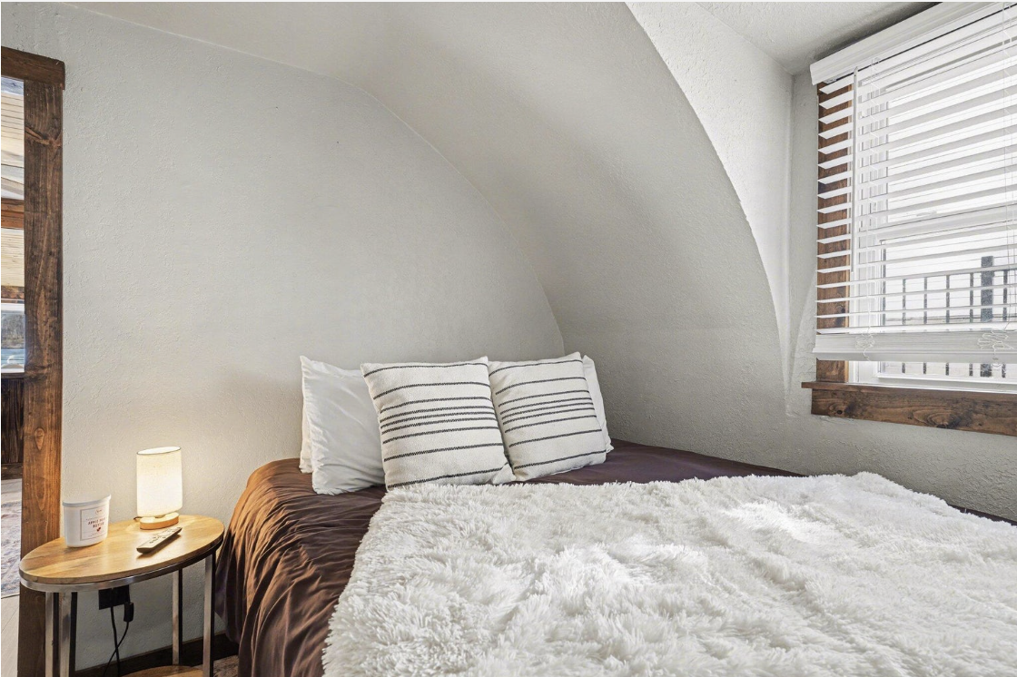 Bedroom in the Quonset Hut cottage