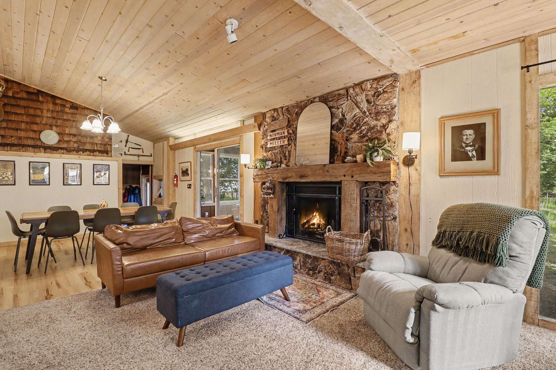 Living room with the fire lit