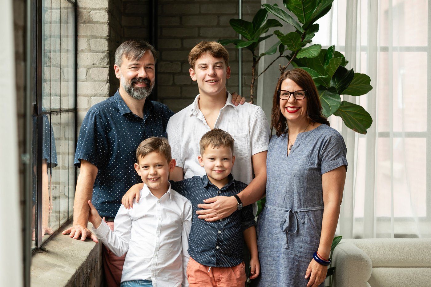 Adrianna Berlin with her husband and three sons